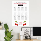 Einfache Hochzeitstabelle für moderne Rote Kirsche Poster (Heimbüro)