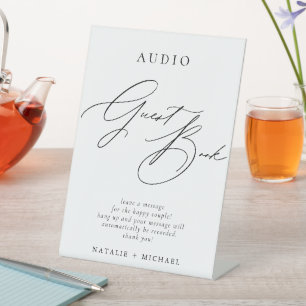 Einfache Hochzeitstelefonie Voicemail Audio Gästeb Sockelschild