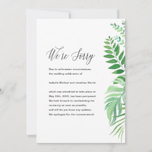 Einfache Hochzeitsverschiebungsanzeige mit Blätter Ankündigung