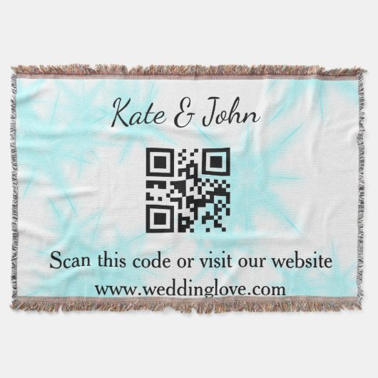 Einfache Hochzeitswebsite, q r Code Throw Blanket Decke (Vorderseite)