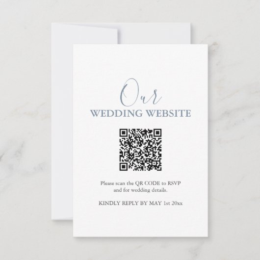 Einfache Hochzeitswebsite RSVP Card mit QR Code Einladung (Vorderseite)