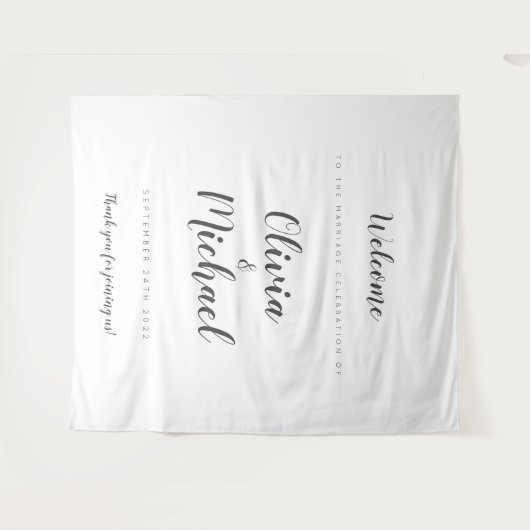 Einfache Hochzeitswillkommene, benutzerfreundliche Wandteppich (Vorderseite (Horizontal))