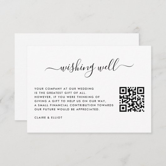 Einfache Hochzeitswünsche mit QR-Code Begleitkarte (Vorne/Hinten)