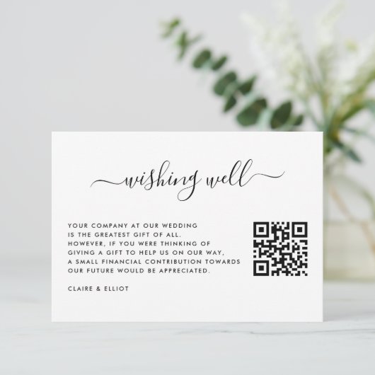 Einfache Hochzeitswünsche mit QR-Code Begleitkarte (Stehend Vorderseite)