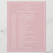 Einfache Hochzeitszeitachse mit hellrosa Monogramm (Vorderseite)