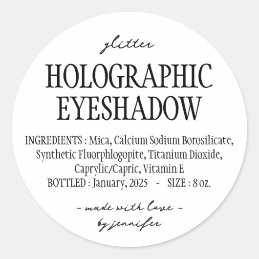 Einfache Holografische Inhaltsstoffe für den Glitz Runder Aufkleber (Vorderseite)