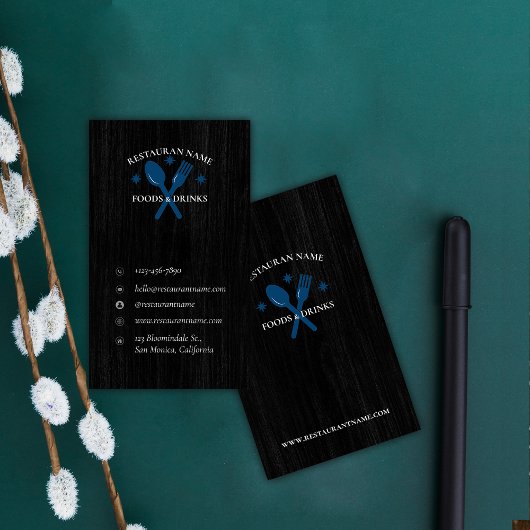 Einfache Holz Texturierte Restaurant Logo rustikal Visitenkarte