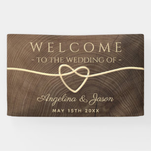 Einfache Holz Willkommens Hochzeit Banner