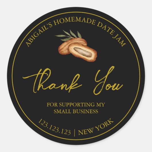 Einfache Homemade Date Jam Danke Label Runder Aufkleber (Vorderseite)