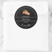 Einfache Homemade Date Jam Label | Schwarz Runder Aufkleber (Tasche)