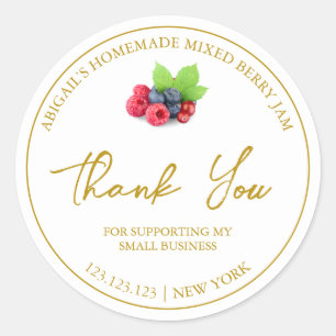 Einfache homemade Mixed Berry Jam Danke Label Runder Aufkleber