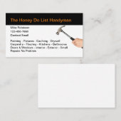 Einfache Honey Do Handyman-Visitenkarten Visitenkarte (Vorne/Hinten)