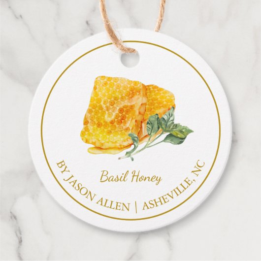 Einfache Honeycomb Basil Infused Honey Hang Tag Geschenkanhänger (Vorderseite)