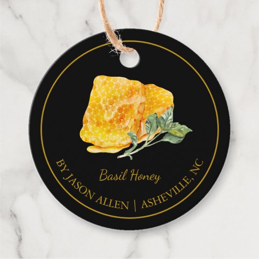Einfache Honeycomb Basil Infused Honey Hang Tag Geschenkanhänger (Vorderseite)