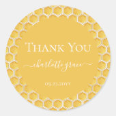 Einfache Honeycomb Erste Biene-Thema Vielen Dank Runder Aufkleber (Vorderseite)
