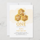 Einfache Honigwabe Sonnenblume Biene Erster Geburt Einladung (Vorderseite)