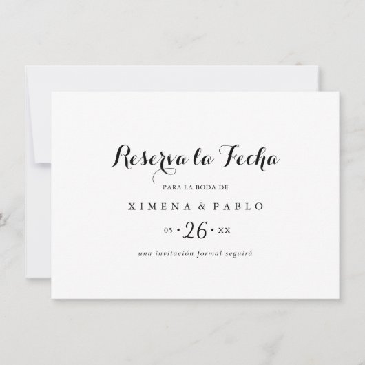 Einfache horizontale Reserva la Fecha Save The Date (Vorderseite)