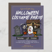 Einfache Horror Sporoke Kinder Halloween Kostüm Pa Einladung (Vorne/Hinten)