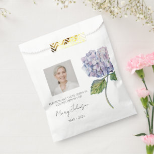 Einfache Hortensien-Foto-Trauer-Samen Geschenktütchen