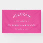 Einfache Hot Pink Custom Willkommen zur Hochzeit Banner (Horizontal)