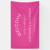 Einfache Hot Pink Custom Willkommen zur Hochzeit Banner (Vertikal)