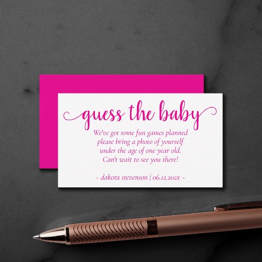 Einfache Hot-Pink-Dusche | Magenta Foto Request Begleitkarte