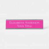 Einfache Hot-Pink-Namensplatte Schreibtischnamensplakette (Vorderseite )