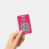 Einfache Hot Pink QR Code Mitarbeiter-ID Ausweis (Handheld)