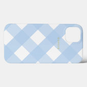Einfache Hübsch Classic Blue Gingham Gold Monogram Case-Mate iPhone Hülle (Rückseite (Horizontal))