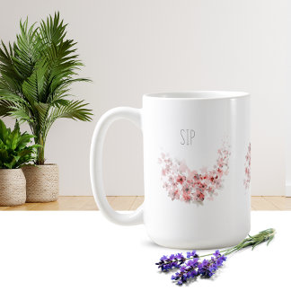 Einfache Hübsche Aquarellfarbe Rosa Blumencoffee T Kaffeetasse