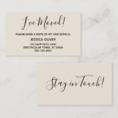 Einfache, Hübsche Creme "Ich habe mich bewegt" Visitenkarte (Vorne/Hinten)