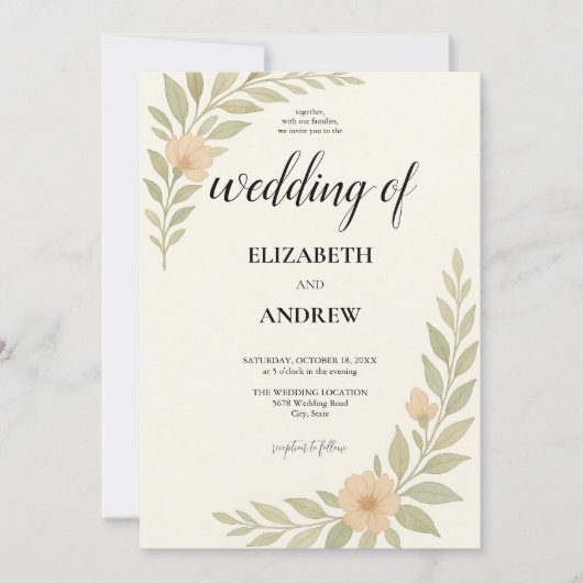 Einfache Hübsche Hochzeitsfeier Einladung (Vorderseite)