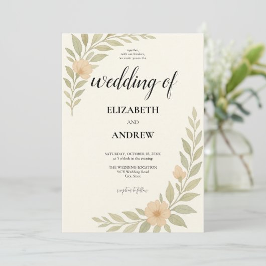 Einfache Hübsche Hochzeitsfeier Einladung (Stehend Vorderseite)