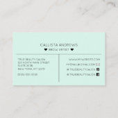 Einfache Hübsche Minze Grüne Herz Typografie Brows Visitenkarte (Rückseite)