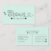 Einfache Hübsche Minze Grüne Herz Typografie Brows Visitenkarte (Vorne/Hinten)