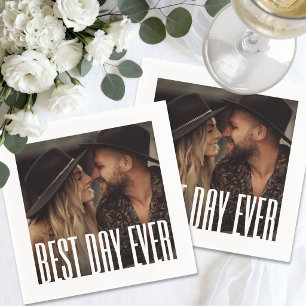 Einfache Hübsche Moderne Foto Hochzeit Serviette