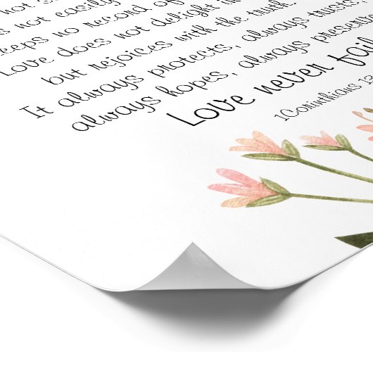 Einfache Hübsche Rosa Blume Christlich Hochzeit Poster (Ecke)