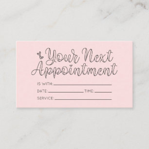 Einfache Hübsche Rosa Herz Typografie Ernennung Visitenkarte
