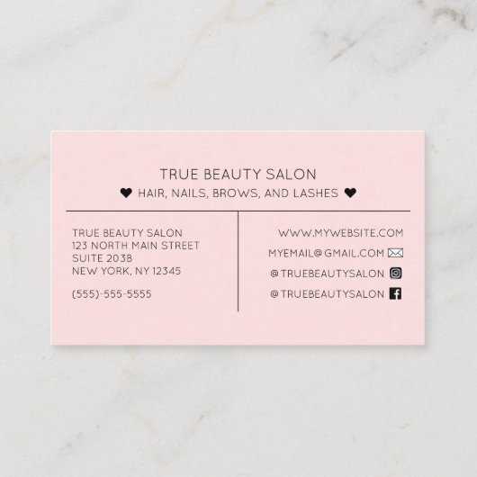 Einfache Hübsche rosa Herzenslust - Loyalität Visitenkarte (Rückseite)