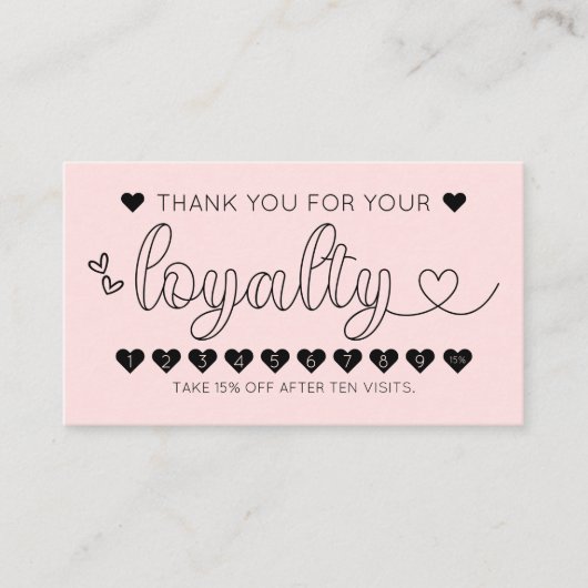 Einfache Hübsche rosa Herzenslust - Loyalität Visitenkarte (Vorderseite)