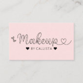 Einfache Hübsche Rosa Herztypografie Makeup Artist Visitenkarte (Vorderseite)