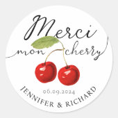 Einfache Hübsche Rotkirschen Hochzeiten handschrif Runder Aufkleber (Vorderseite)