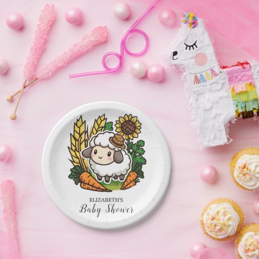 Einfache Hübsche Schafspuffel-Dusche Pappteller (Party)