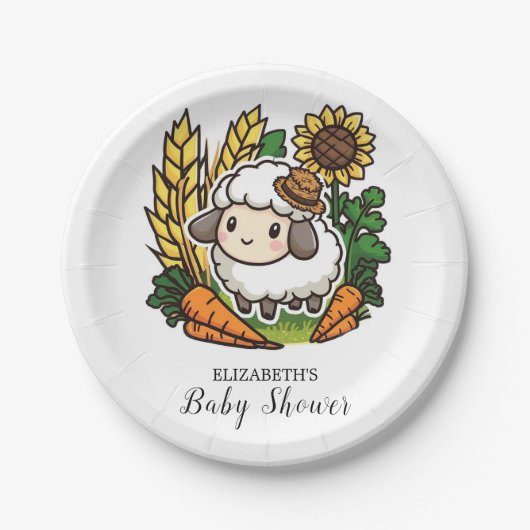 Einfache Hübsche Schafspuffel-Dusche Pappteller (Vorderseite)