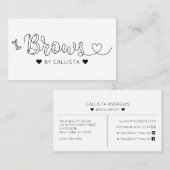 Einfache Hübsche Schwarz-weiß Hearts Typografie Br Visitenkarte (Vorne/Hinten)