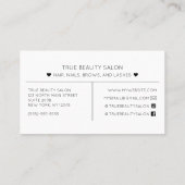 Einfache Hübsche Schwarz-weiße Herztypografie Loya Visitenkarte (Rückseite)