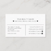 Einfache Hübsche Typografie des weißen Herzens Visitenkarte (Rückseite)