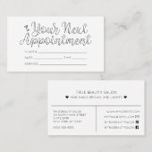 Einfache Hübsche Weiße Herz Typografie Ernennung Visitenkarte (Vorne/Hinten)