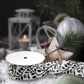 Einfache Hübsche Wirble Blumenschrift Schwarz-weiß Ripsband