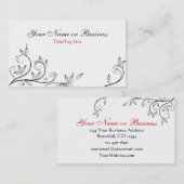 Einfache Hübsche Zweige und Blätter, Schwarz-Weiß Visitenkarte (Vorne/Hinten)